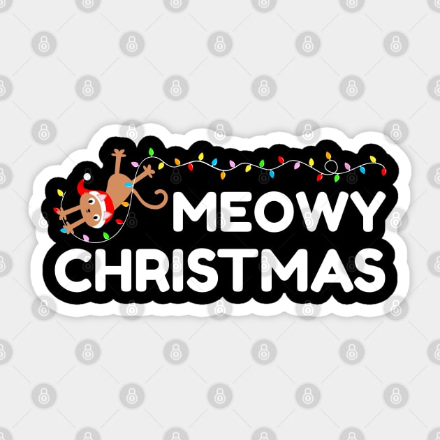 Playful Cat Christmas Lights – Meowy Christmas Fun Sticker by Creatifly Graphic Tees